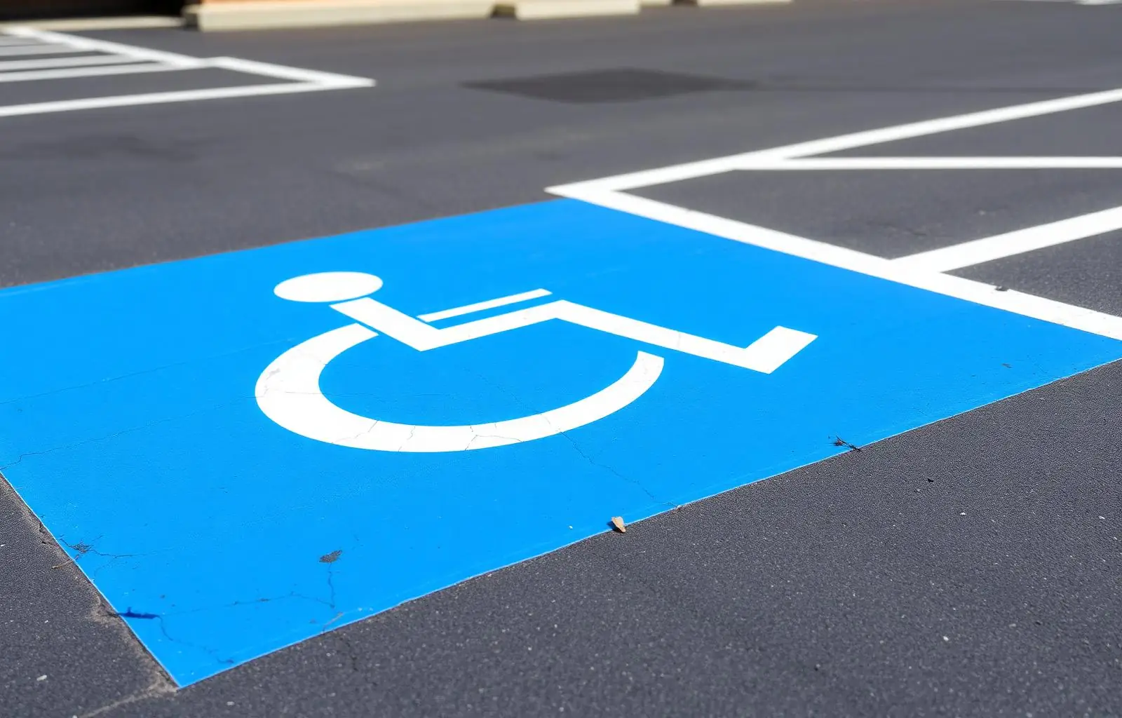 ADA compliant accessible parking space with fresh blue paint